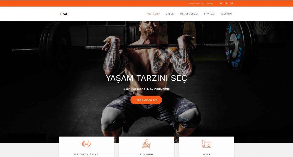 Hazır spor salonu web sitesi